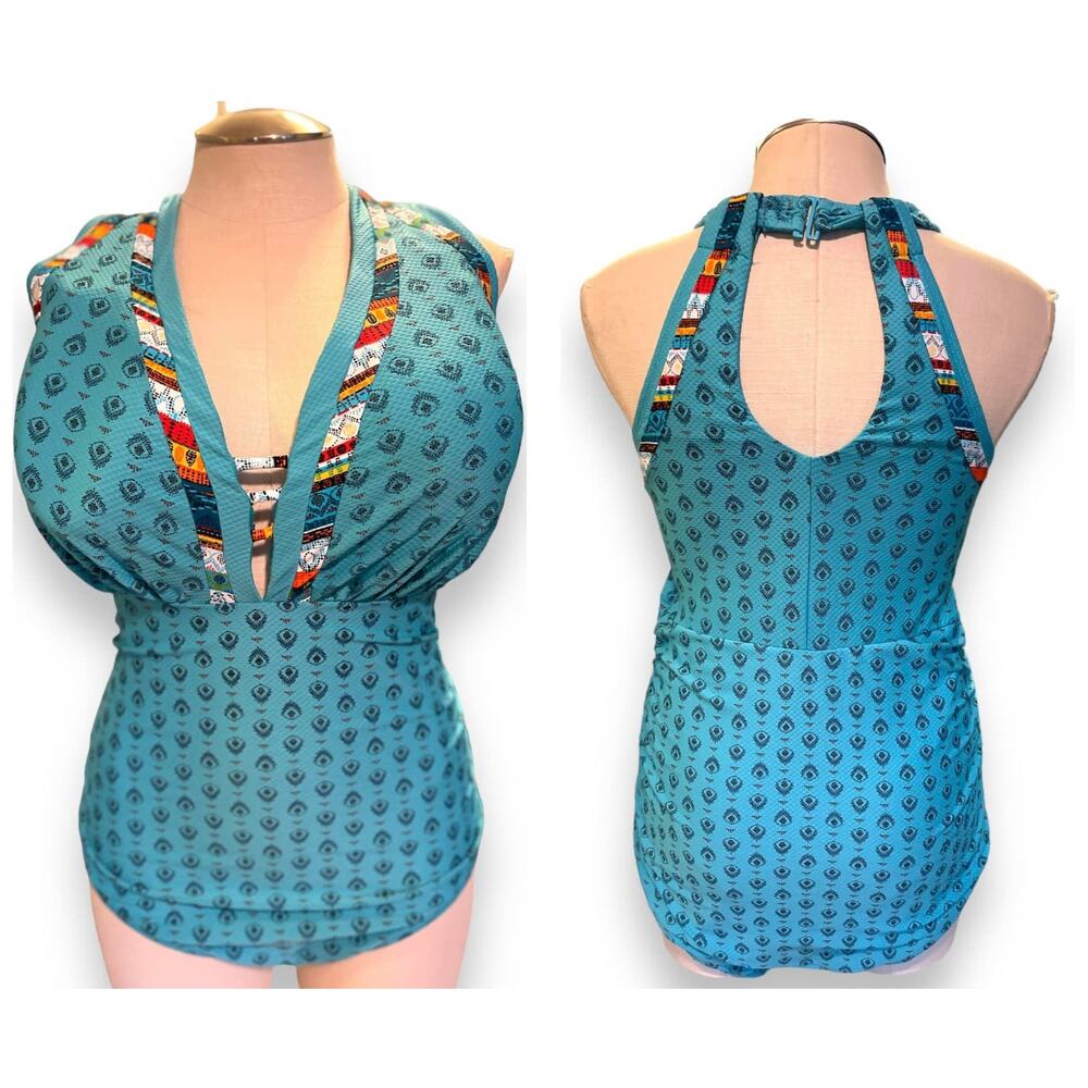 Lane Bryant Cacique Bra Size 44DDD Underwire Busty‎ Plunge One Piece Swimsuit